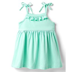 Babyhug Single Jersey Knit Sleeveless Solid Color Frock & Bloomer with Frill Detailing  -  Light  Green