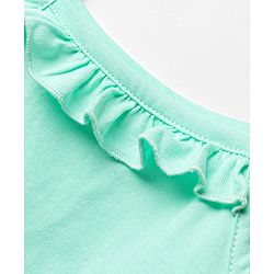 Babyhug Single Jersey Knit Sleeveless Solid Color Frock & Bloomer with Frill Detailing  -  Light  Green