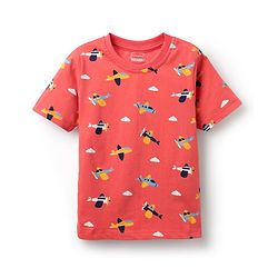 Babyhug Cotton Knit Half Sleeves Co-ords Short Night Suit With Aeroplane Print - Red