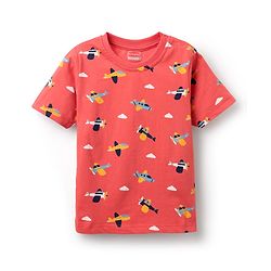 Babyhug Cotton Knit Half Sleeves Co-ords Short Night Suit With Aeroplane Print - Red