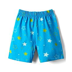 Babyhug Cotton Knit Half Sleeves Short Co-Ord Night Suit with Star Print - Blue