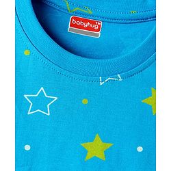 Babyhug Cotton Knit Half Sleeves Short Co-Ord Night Suit with Star Print - Blue