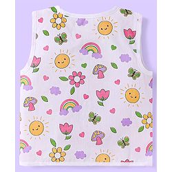 Babyhug 100% Cambric Woven  Sleeveless Front Open Jhabla with Heart & Floral Print  Pack of 3 - Yellow White & Pink