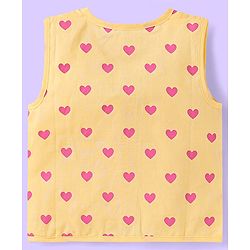 Babyhug 100% Cambric Woven  Sleeveless Front Open Jhabla with Heart & Floral Print  Pack of 3 - Yellow White & Pink