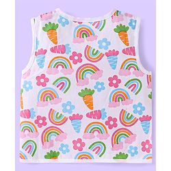 Babyhug 100% Cambric Woven Sleeveless Front Open Jhabla with Heart & Rainbow Print  Pack of 3 - Pink Blue & White