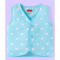 Babyhug 100% Cambric Woven Sleeveless Front Open Jhabla with Heart & Rainbow Print  Pack of 3 - Pink Blue & White