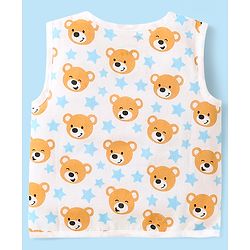 Babyhug Cambric Woven Sleeveless Jhablas With Striped & Bear Print Pack Of 3 - Yellow Red & White