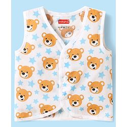 Babyhug Cambric Woven Sleeveless Jhablas With Striped & Bear Print Pack Of 3 - Yellow Red & White