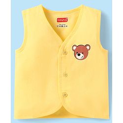 Babyhug Cambric Woven Sleeveless Jhablas With Striped & Bear Print Pack Of 3 - Yellow Red & White