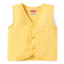 Babyhug Cambric Woven Sleeveless Front Open Jhablas With Polka Dots & Tree Print Pack Of 3 - Purple Pink & Yellow
