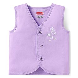 Babyhug Cambric Woven Sleeveless Front Open Jhablas With Polka Dots & Tree Print Pack Of 3 - Purple Pink & Yellow