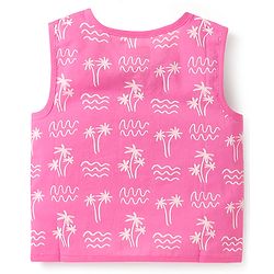 Babyhug Cambric Woven Sleeveless Front Open Jhablas With Polka Dots & Tree Print Pack Of 3 - Purple Pink & Yellow