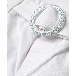 Babyhug Mid Thigh Denim Washed Shorts With Stretch - White