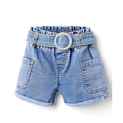 Babyhug Mid Thigh Denim Shorts With Stretch - Blue