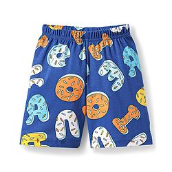 Babyhug Cotton Knit Half Sleeves Shorts Co-ords Night Suit with Text Print - Navy Blue