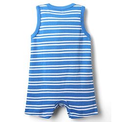 Babyhug 100% Cotton Knit Sleeveless Striped & Airplane Printed Rompers Pack of 2 - Red & Blue