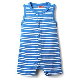 Babyhug 100% Cotton Knit Sleeveless Striped & Airplane Printed Rompers Pack of 2 - Red & Blue
