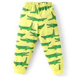 Babyhug Cotton Knit Half Sleeves Co-ords Night Suit  with Dino Print -Limegreen