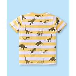 Babyhug Cotton Knit Half Sleeves Co-ords Night Suit with Dino Print - Yellow