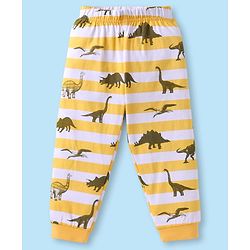 Babyhug Cotton Knit Half Sleeves Co-ords Night Suit with Dino Print - Yellow