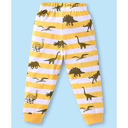 Babyhug Cotton Knit Half Sleeves Co-ords Night Suit with Dino Print - Yellow