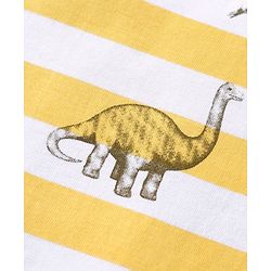 Babyhug Cotton Knit Half Sleeves Co-ords Night Suit with Dino Print - Yellow