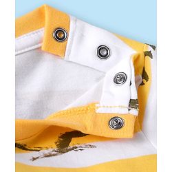 Babyhug Cotton Knit Half Sleeves Co-ords Night Suit with Dino Print - Yellow