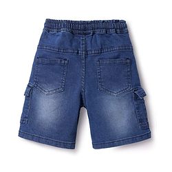 Babyhug Cotton Knit Half Sleeves Shirt & Denim Shorts Set with Dino Print - Navy Blue