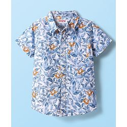 Babyhug Cotton Woven Half Sleeves Shirt & Shorts Set With Floral Print - White