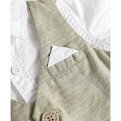 Babyhug Cotton Woven Half Sleeves Solid Color Shirt & Shorts Set with Attached Waistcoat - White & Light Green