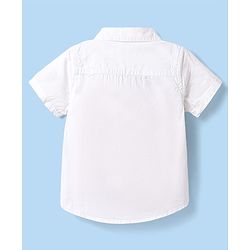 Babyhug Cotton Woven Half Sleeves Solid Color Shirt & Shorts Set with Attached Waistcoat - White & Light Green