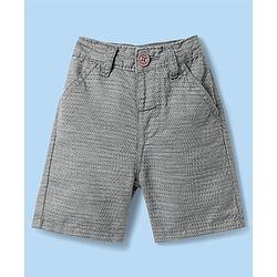 Babyhug Cotton Woven Half Sleeves Solid Color Shirt & Shorts Set with Attached Waistcoat - White & Grey