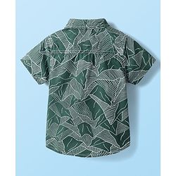 Babyhug Cotton Woven Half Sleeves Shirt & Shorts Set With Leaf Print - Green & White