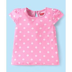 Babyhug Cotton Knit Cap Sleeves T-Shirts with Floral Polka Dots & Text Print Pack of 3 - Yellow Pink & White