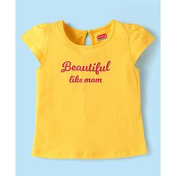 Babyhug Cotton Knit Cap Sleeves T-Shirts with Floral Polka Dots & Text Print Pack of 3 - Yellow Pink & White