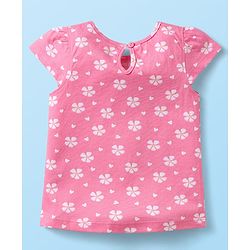 Babyhug Cotton Knit Cap Sleeves T-Shirts with Floral Bunny & Text Print Pack of 3 - Yellow & Pink