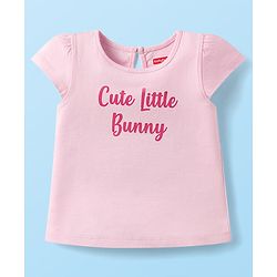 Babyhug Cotton Knit Cap Sleeves T-Shirts with Floral Bunny & Text Print Pack of 3 - Yellow & Pink