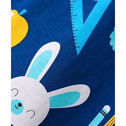 Babyhug Cotton Knit Striped Half & Full Night Sleeves Night Suits with Animal Print - Navy Blue & Orange