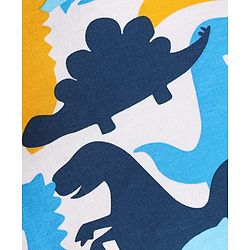 Babyhug Cotton Knit Full & Half Sleeves Night Suits With Dino Print - Yellow Navy & Light Blue