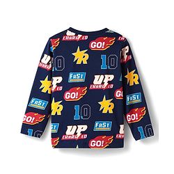 Babyhug Cotton Knit Full & Half Sleeves Night Suit With Stripes & Sport Theme Print Set Of 2 - Navy Blue & Red