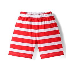 Babyhug Cotton Knit Full & Half Sleeves Night Suit With Stripes & Sport Theme Print Set Of 2 - Navy Blue & Red
