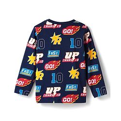 Babyhug Cotton Knit Full & Half Sleeves Night Suit With Stripes & Sport Theme Print Set Of 2 - Navy Blue & Red