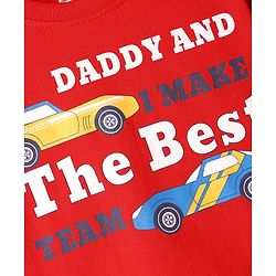 Babyhug Cotton Knit Full & Half Sleeves Night Suit With Stripes & Sport Theme Print Set Of 2 - Navy Blue & Red