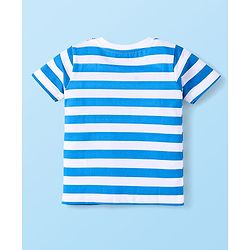 Babyhug Cotton Knit Half & Full Sleeves Night Suits with Vehicle Print & Stripes - Yellow White & Red