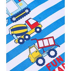 Babyhug Cotton Knit Half & Full Sleeves Night Suits with Vehicle Print & Stripes - Yellow White & Red