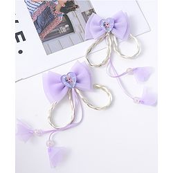 Babyhug Disney Free Size Bow Clips Pack of 2 - Purple