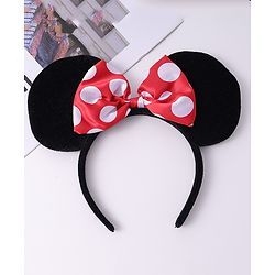 Babyhug Hairband with Bow & Ear Applique Free Size - Black & Red