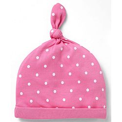 Babyhug 100% Cotton Knit Caps with Polka Dots & Butterfly Print Pack of 2 - Pink & Lilac