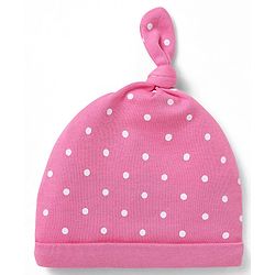 Babyhug 100% Cotton Knit Caps with Polka Dots & Butterfly Print Pack of 2 - Pink & Lilac