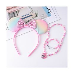 Babyhug Disney Hair Accessories Combo Set With Minnie Mouse - Pink